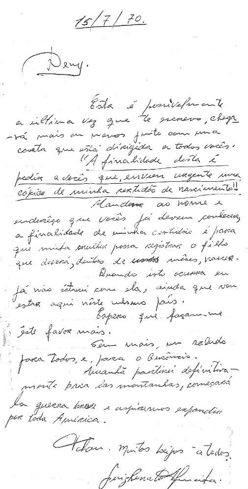 Última carta de Luiz  Renato á familia