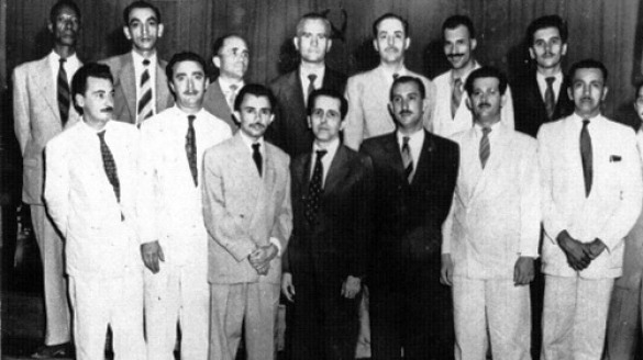 A bancada constituinte do PC do Brasil com 14 deputados e 1 senador.