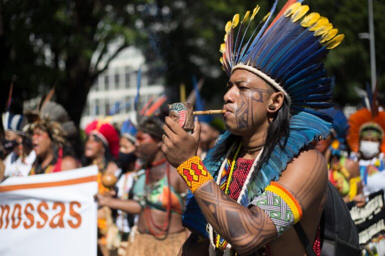 Mobilização dos povos indígenas em Brasília em março de 2020