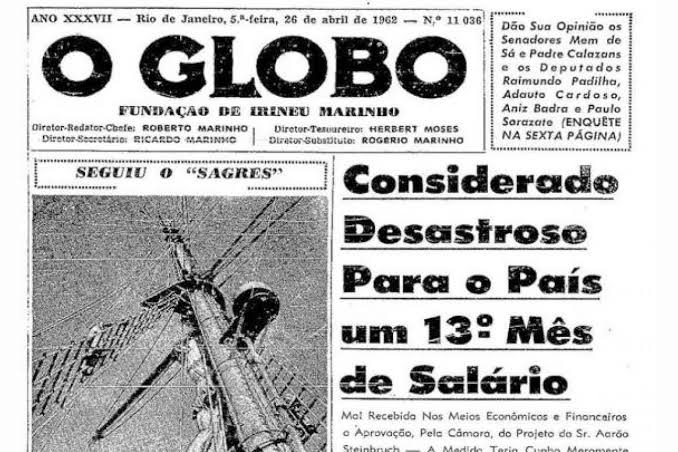 Foto: reprodução do jornal O Globo de 26 de abril de 1962.
