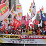 Ato da centrais sindicais: Menos juros, mais empregos, em São Paulo (30/07/24). Crédito: CTB