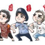 Ilustração representando moradores que ajudam a manter a ordem social publicada pela Polícia de Pequim em sua conta oficial no Sina Weibo. Crédito: Reprodução