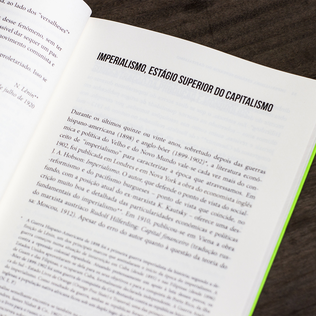 Página do livro “Imperialismo, estágio superior do capitalismo”, de Vladímir Lênin. Foto: Boitempo/Divulgação