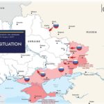 Mapa de 22/08/2025 ilustra a pressão militar russa em diferentes frentes — norte, leste e sul —, destacando o Donbass e a Península da Crimeia como regiões críticas. Fonte: UK Ministry of Defence – Defence Intelligence.