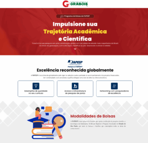 Tela inicial da trilha formativa na plataforma Biroo apresenta o percurso de orientação oferecido pelo Banco de Pesquisadores da Fundação Maurício Grabois, com conteúdos voltados à preparação de projetos e candidaturas a bolsas da FAPESP. Imagem: reprodução / Plataforma Biroo