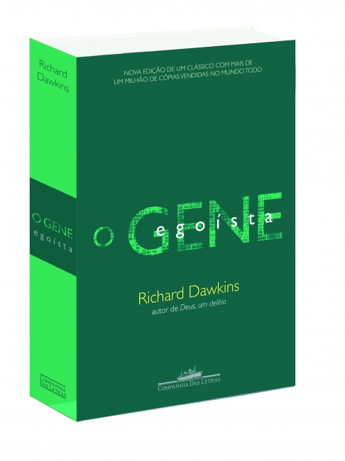 Capa do livro O Gene Egoísta, de Richard Dawkins, clássico da biologia evolutiva publicado originalmente em 1976 e referência nos debates sobre evolução, genética e comportamento.